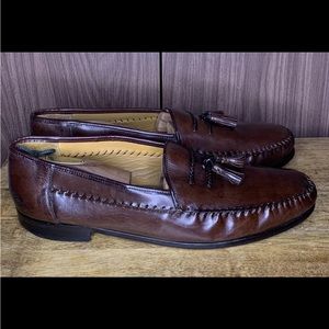 Sandro Moscoloni LA VIDA Tassel-topped Leather Men Loafer Shoes Brown Size 14